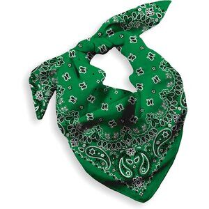Women's Green Cotton Bandana Large Cowgirl Imported Handkerchief Headband Scarf